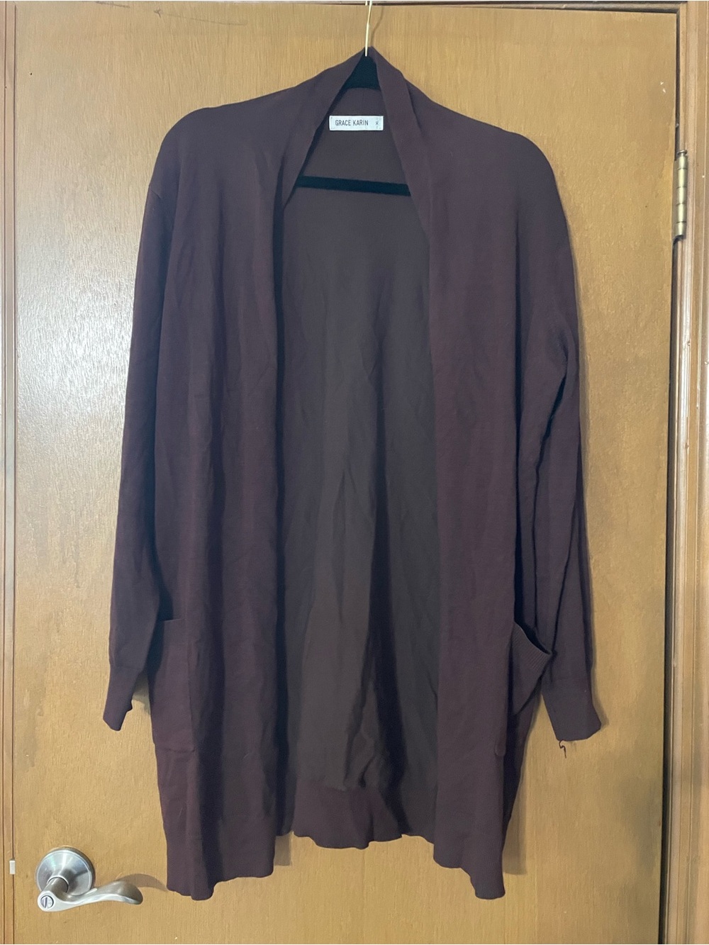 Grace Karin Open Cardigan in Dark Plum Brown